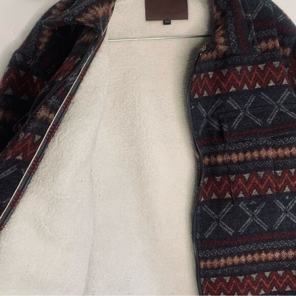 Civil Society Wool Blend Jacket Sherpa Lined Aztec Print Shacket Cabincore Sz L - Picture 8 of 14